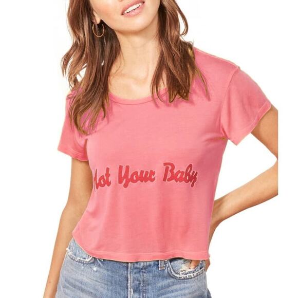 Reformation Hanna Not Your Baby Pink Cropped Tee Size S - Picture 1 of 6
